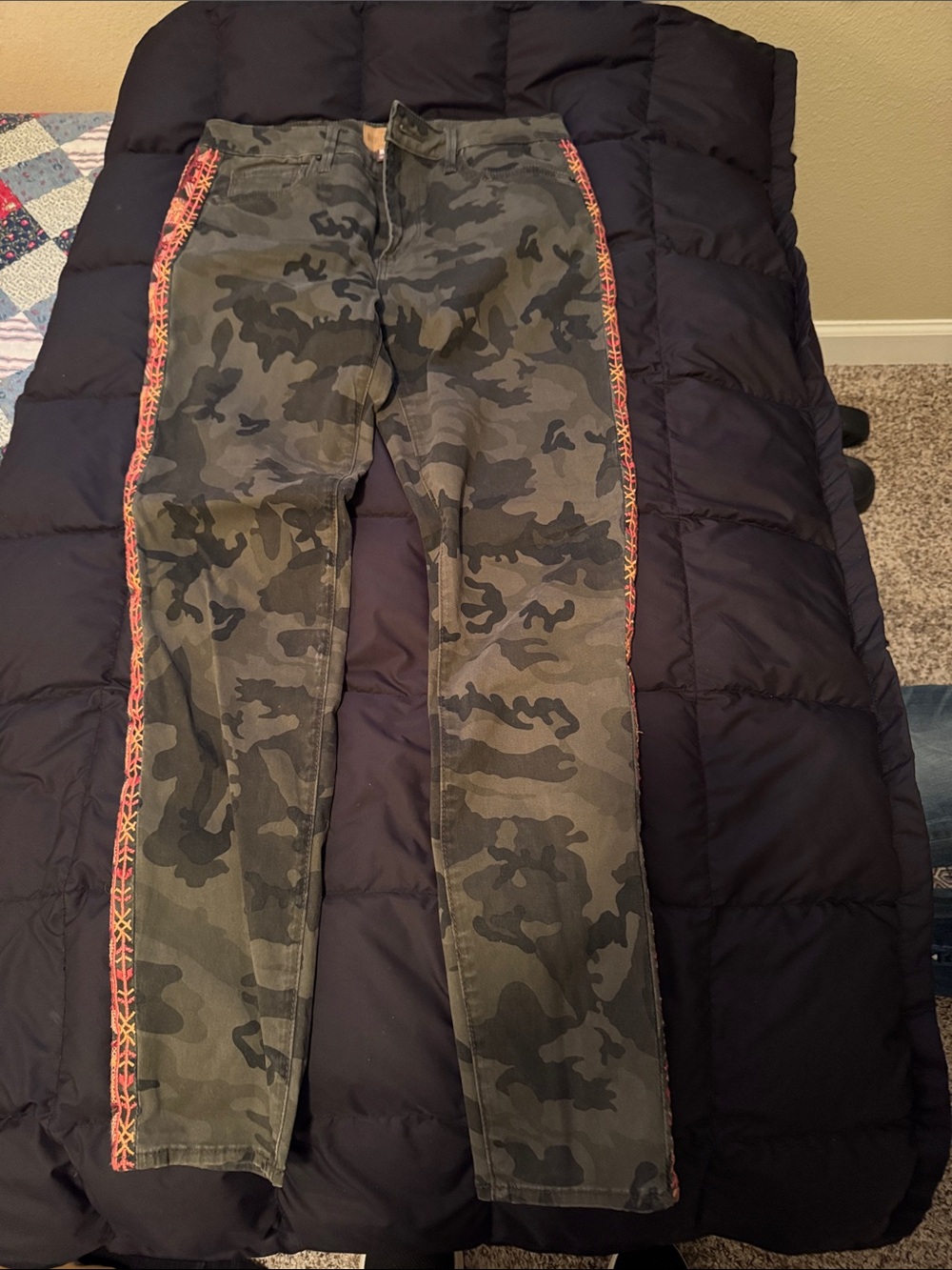 DRIFTWOOD Camo Cargo Pants with Orange Side Trim